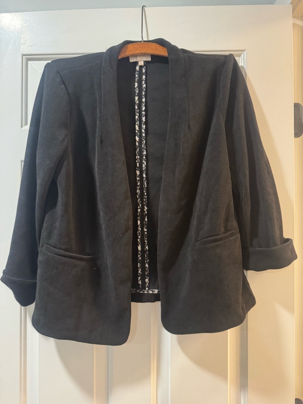 Skies Are Blue Black Open-Front Blazer Jacket